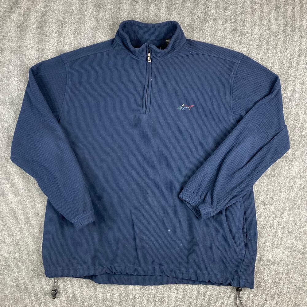 Greg Norman Pullover Mens XL Navy Waffle Knit 1/4 Zip Golf Casual Lightweight